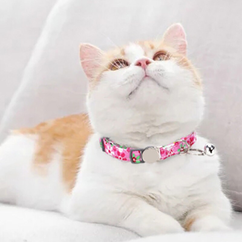 Personalized Cat Collar with Bell, Quick Release Cat ID Collar, Adjustable Colorful Custom Collar for Cat Birthday Gift