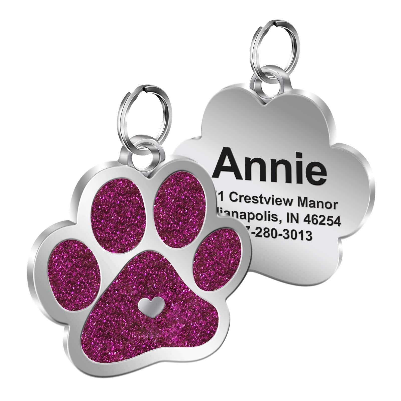 Personalized Pet ID Tag, Paw Dog Tag, Custom Cat Name Tag, Engraved Pet Tag, Pet Gift