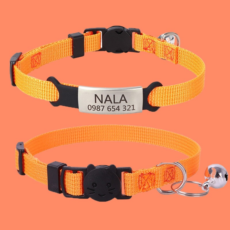 Nylon Soft Adjustable Personalized Cat Collar With Bell