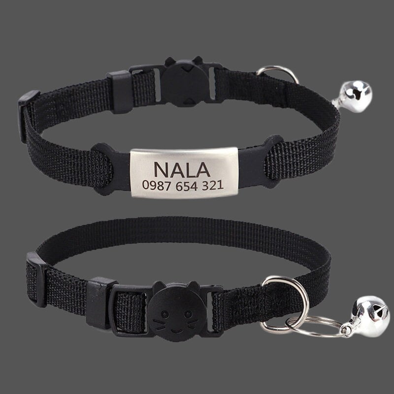 Nylon Soft Adjustable Personalized Cat Collar With Bell