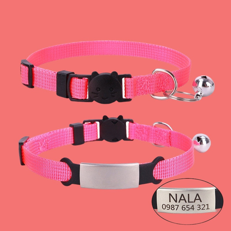 Nylon Soft Adjustable Personalized Cat Collar With Bell