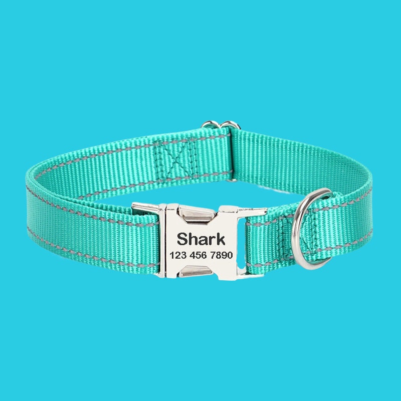 Reflective Dog Collar, Nylon Personalized Dog Collar, Custom Dog ID Collar, Durable Puppy Collar, Gift for Dog