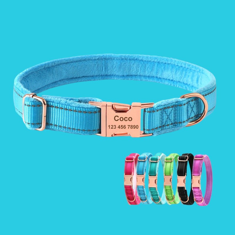 Reflective Engraved Custom Dog Collar, Soft Padded Quick Release Personalized Pet Collar, Dog Gift