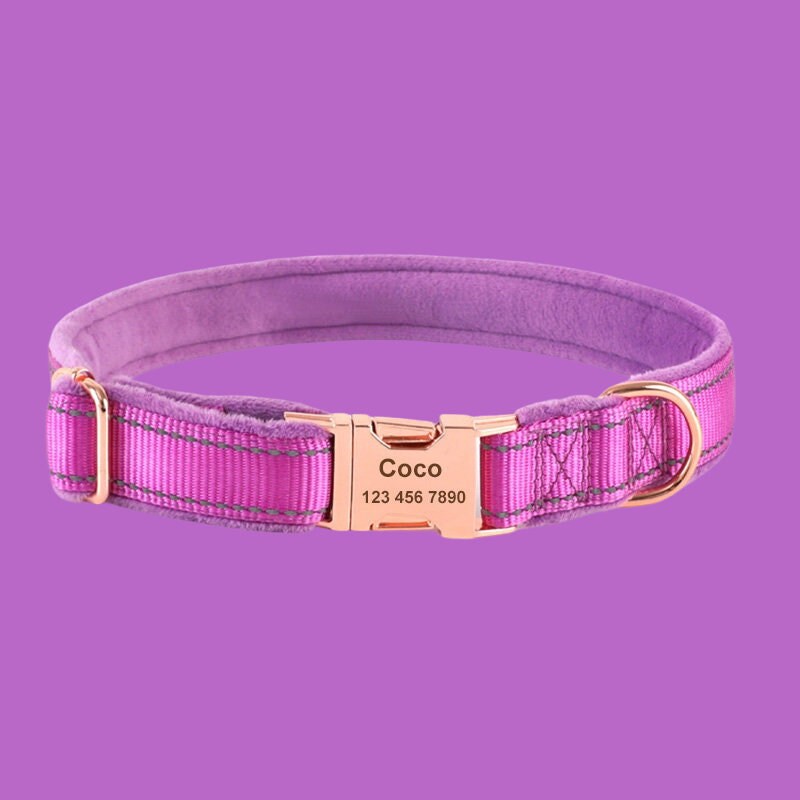 Reflective Engraved Custom Dog Collar, Soft Padded Quick Release Personalized Pet Collar, Dog Gift