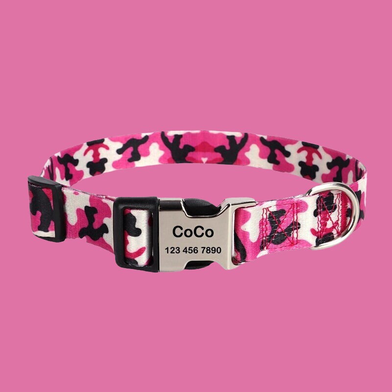 Personalized Dog Collar with Engraved ID Name and Phone Number, Colorful Custom Pet Collar, Customized Dog Collars for Puppy, Dog Gift