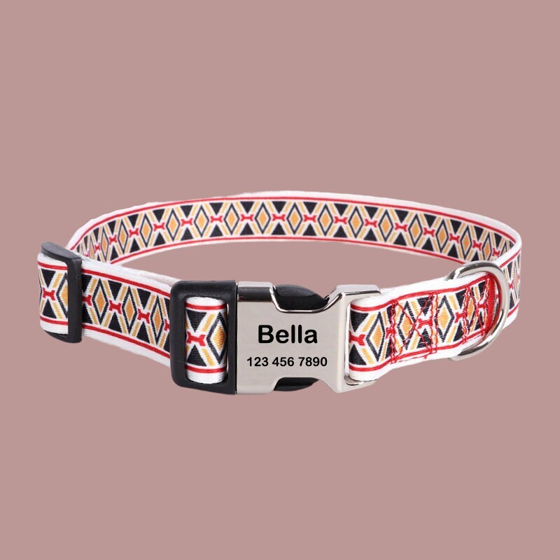 Personalized Dog Collar with Engraved ID Name and Phone Number, Colorful Custom Pet Collar, Customized Dog Collars for Puppy, Dog Gift