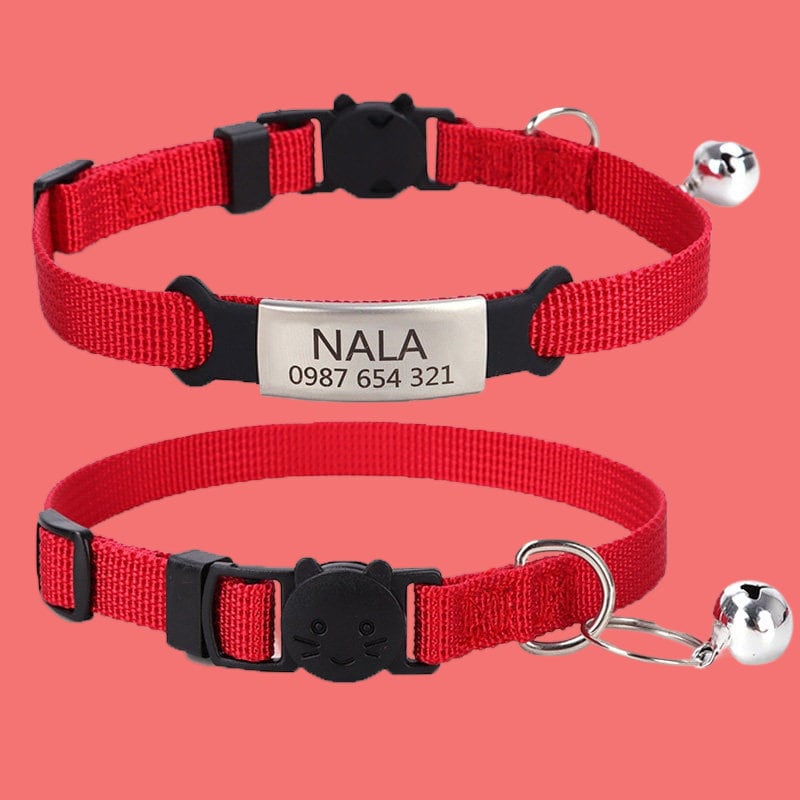 Nylon Soft Adjustable Personalized Cat Collar With Bell