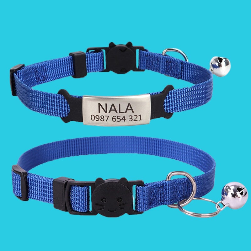 Nylon Soft Adjustable Personalized Cat Collar With Bell