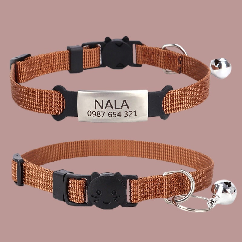 Nylon Soft Adjustable Personalized Cat Collar With Bell