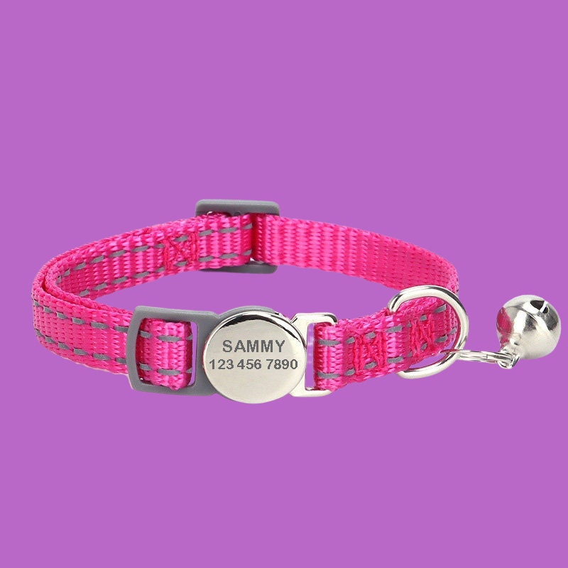 Personalized Cat Collar with Bell, Engraved Cat Collars with Custom Name Tag, Cat Birthday Gift, Kitten Collar, Quick Release,