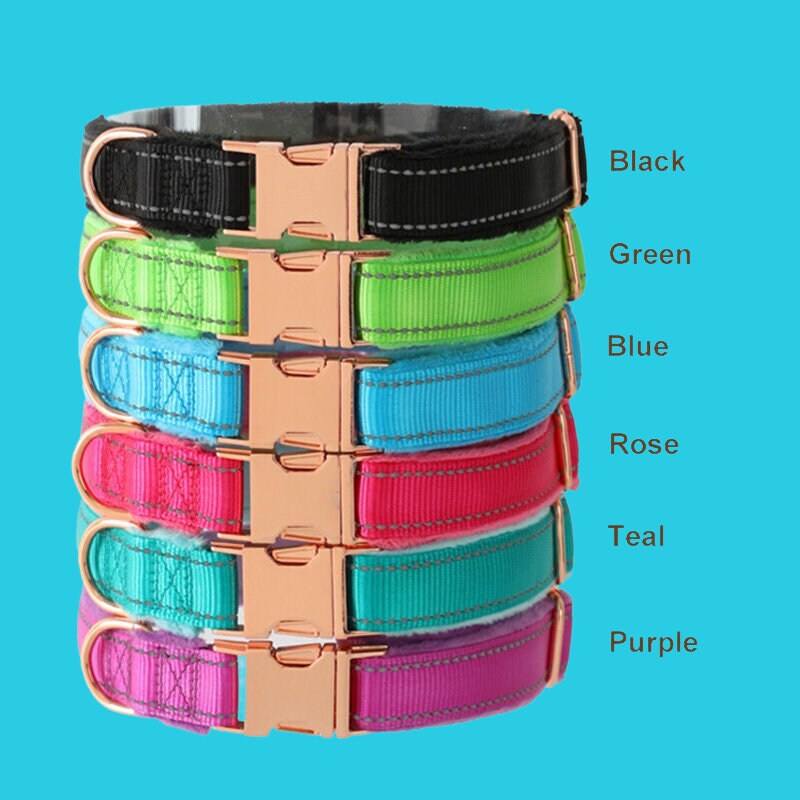 Reflective Engraved Custom Dog Collar, Soft Padded Quick Release Personalized Pet Collar, Dog Gift