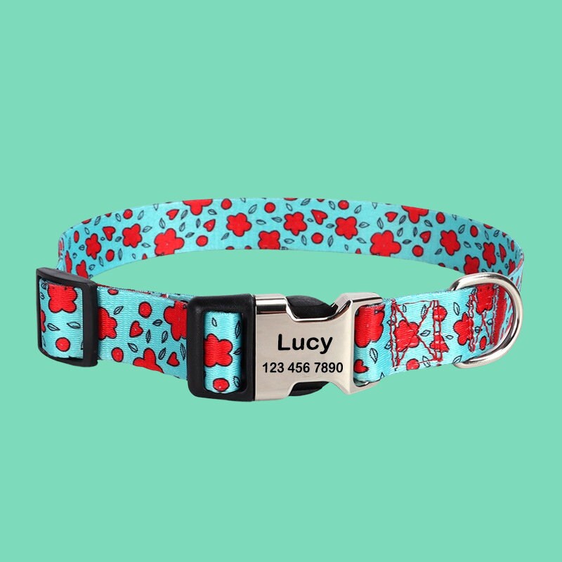 Personalized Dog Collar with Engraved ID Name and Phone Number, Colorful Custom Pet Collar, Customized Dog Collars for Puppy, Dog Gift