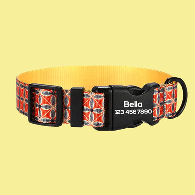 a dog collar with a name tag on it