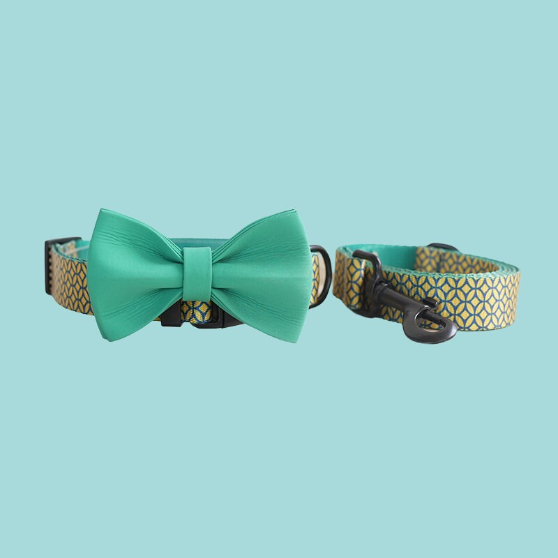 a dog collar with a bow tie on it