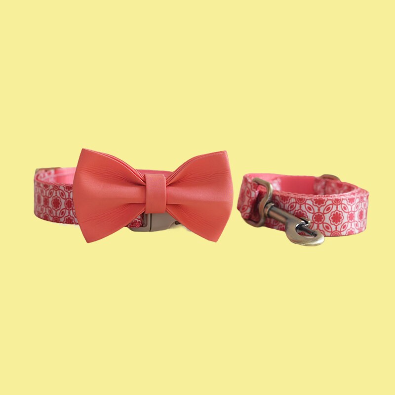 a dog collar with a bow tie on it