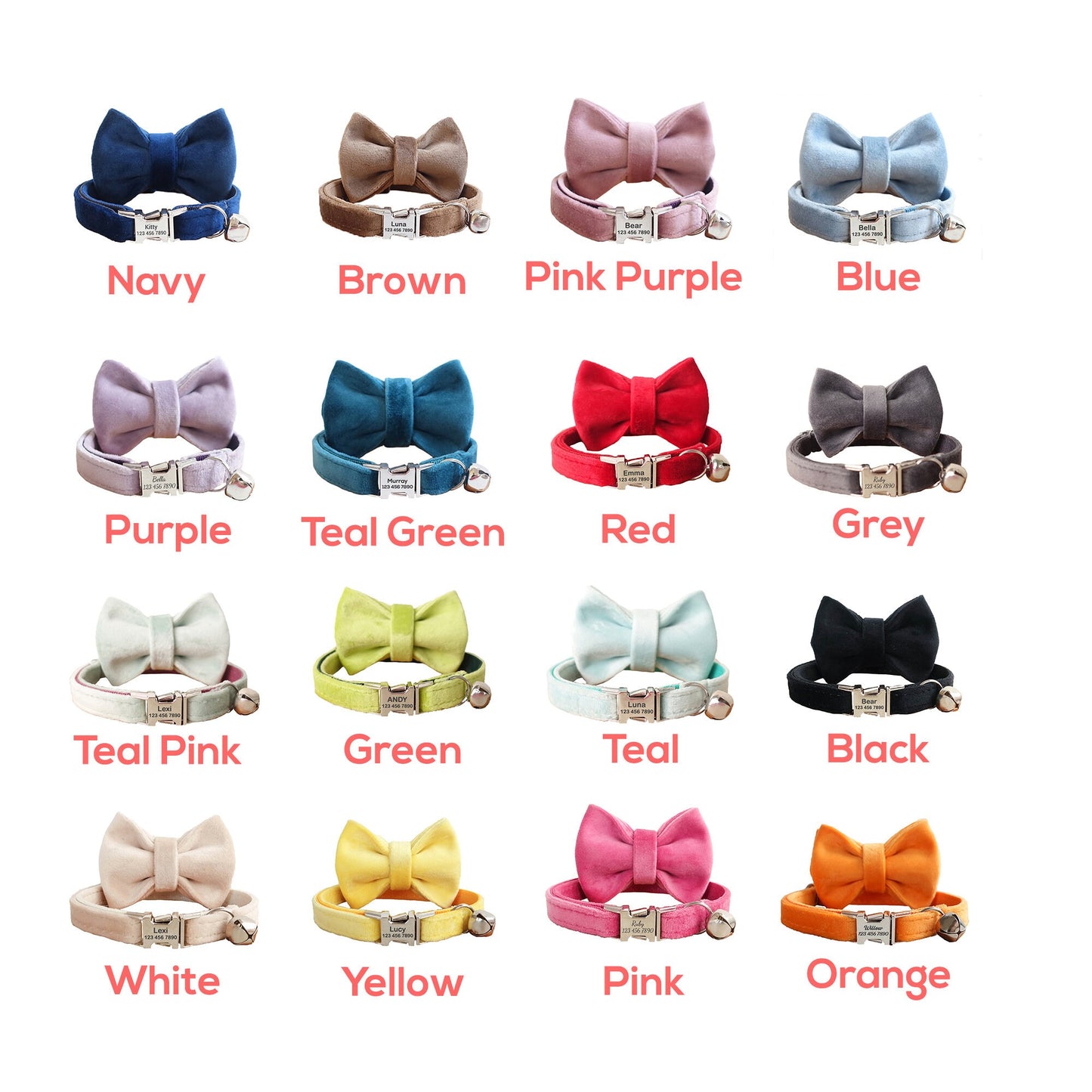 Custom Velvet Cat Collar, Soft Personalized Cat Collar with Bowtie, Adjustable Luxury Soft Kitten Collar, Wedding/Birthday Cat Gift