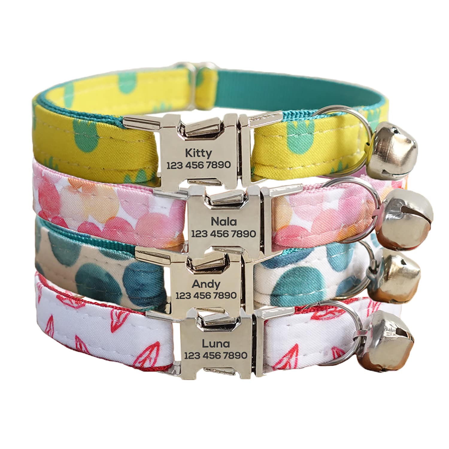 Cute Custom Cat Collar with Bow Tie, Personalized Kitten Collar with Free Removable Bell, Cotton Boy Cat Collar, Cat Gift